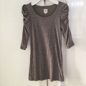 Ruched Shoulder Sleeves Tunic Top Dress